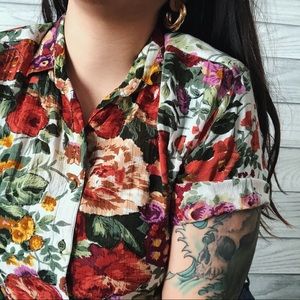 Vintage Floral Print Blouse